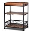 Costway 3-tier Iron and Nylon Rolling Kitchen Trolley Island Cart in Black