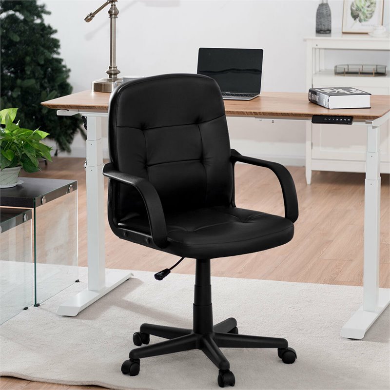 Costway Ergonomic Mid-Back Executive Swivel Computer Desk Task Chair in Black