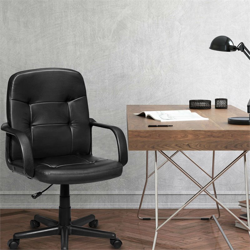 Costway Ergonomic Mid-Back Executive Swivel Computer Desk Task Chair in Black