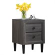 Costway 2-drawer Contemporary MDF & Rubber Wood Multipurpose Nightstand in Gray