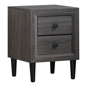 Costway 2-drawer Contemporary MDF & Rubber Wood Multipurpose Nightstand in Gray