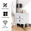 Costway 2-drawer Contemporary Engineered Wood & Rubber Wood Nightstand in White