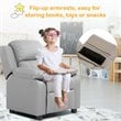 Costway Contemporary Wood PU and Sponge Kids Sofa with Storage Arms in Gray