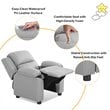 Costway Contemporary Wood PU and Sponge Kids Sofa with Storage Arms in Gray