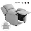 Costway Contemporary Wood PU and Sponge Kids Sofa with Storage Arms in Gray