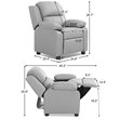 Costway Contemporary Wood PU and Sponge Kids Sofa with Storage Arms in Gray