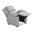 Costway Contemporary Wood PU and Sponge Kids Sofa with Storage Arms in Gray