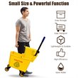 Costway PP and Iron Cleaning Wringer with Swivel Wheels in Yellow/Black
