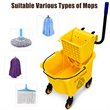 Costway PP and Iron Cleaning Wringer with Swivel Wheels in Yellow/Black