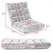 Costway Contemporary Coral Velvet Adjustable 14-Position Floor Chair in Gray