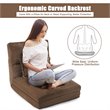 Costway Fabric and Metal Convertible Sofa Sleeper with Pillow in Coffee