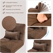 Costway Fabric and Metal Convertible Sofa Sleeper with Pillow in Coffee