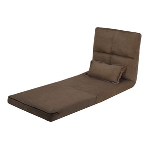 Costway Fabric and Metal Convertible Sofa Sleeper with Pillow in Coffee