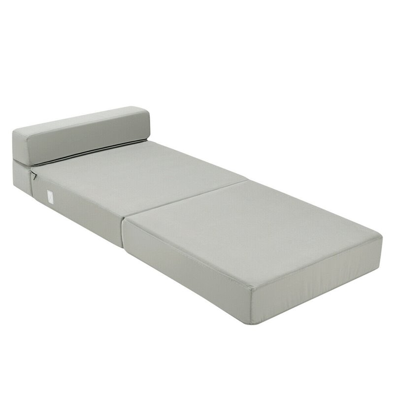 Costway Contemporary Polyester and Sponge Tri-Fold Flip Out Lounger in Gray