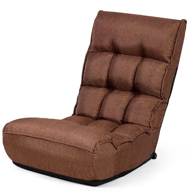 Costway Sponge 4-Position Floor Chair with Adjustable Backrest in Coffee