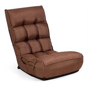 Costway Sponge 4-Position Floor Chair with Adjustable Backrest in Coffee