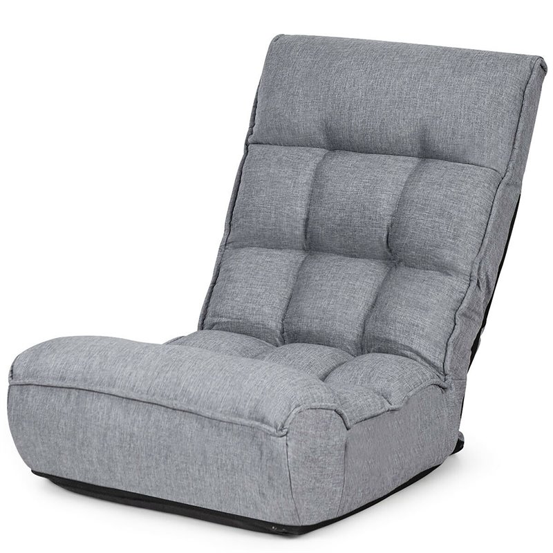 Costway Sponge 4-Position Floor Chair with Adjustable Backrest in Gray