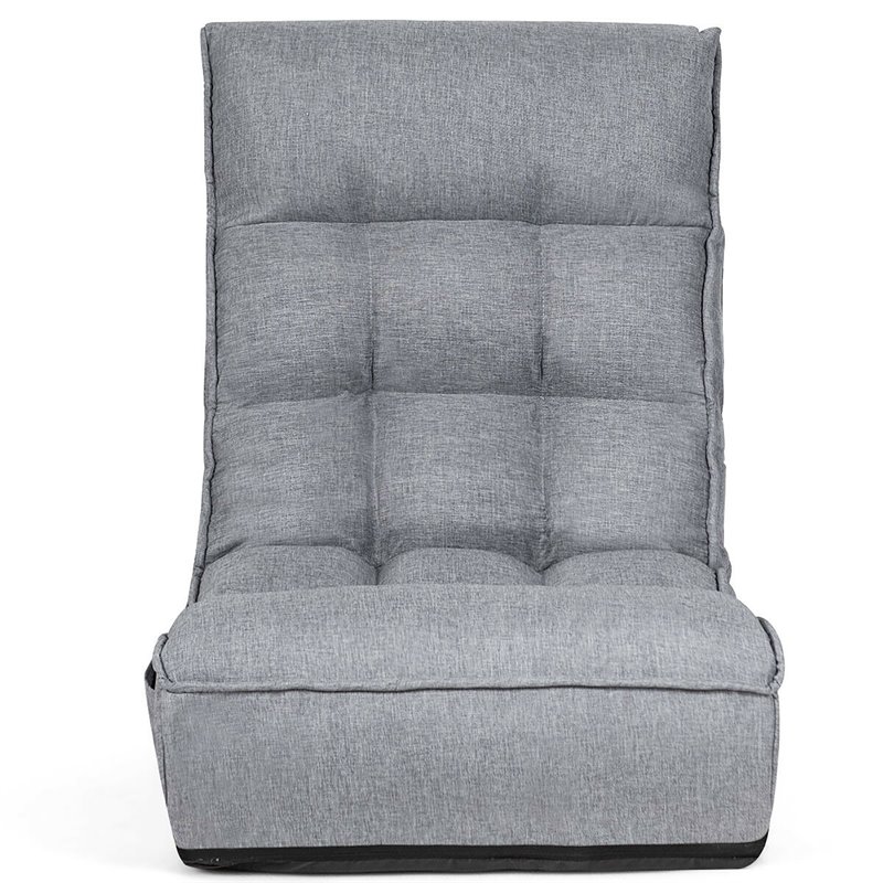 Costway Sponge 4-Position Floor Chair with Adjustable Backrest in Gray
