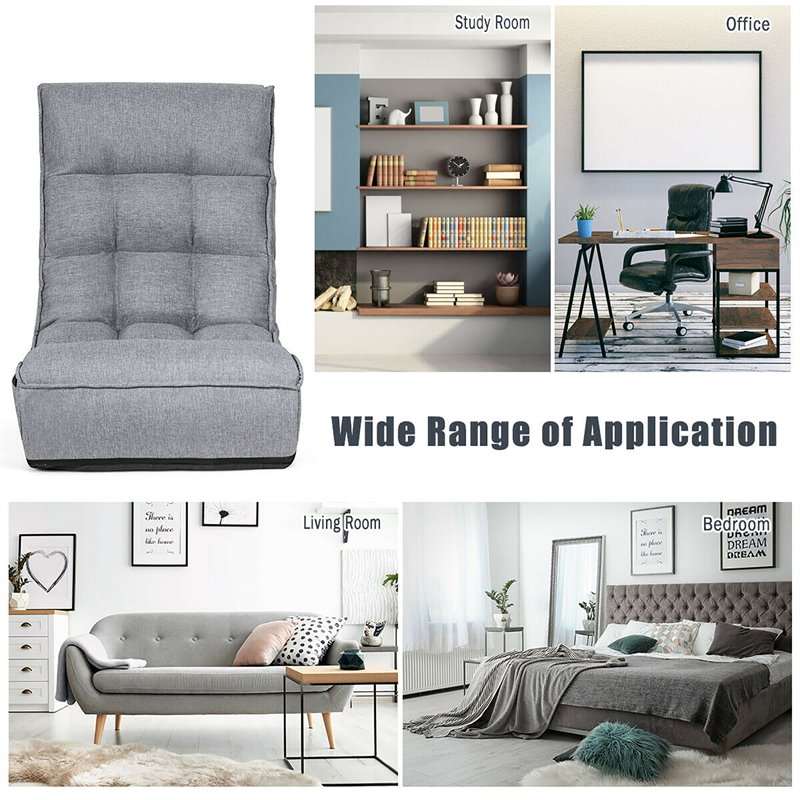 Costway Sponge 4-Position Floor Chair with Adjustable Backrest in Gray
