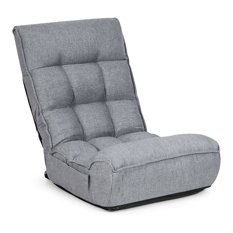 Costway Sponge 4-Position Floor Chair with Adjustable Backrest in Gray