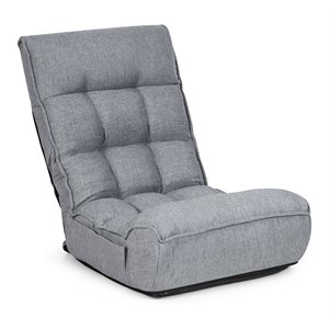 Costway Sponge 4-Position Floor Chair with Adjustable Backrest in Gray