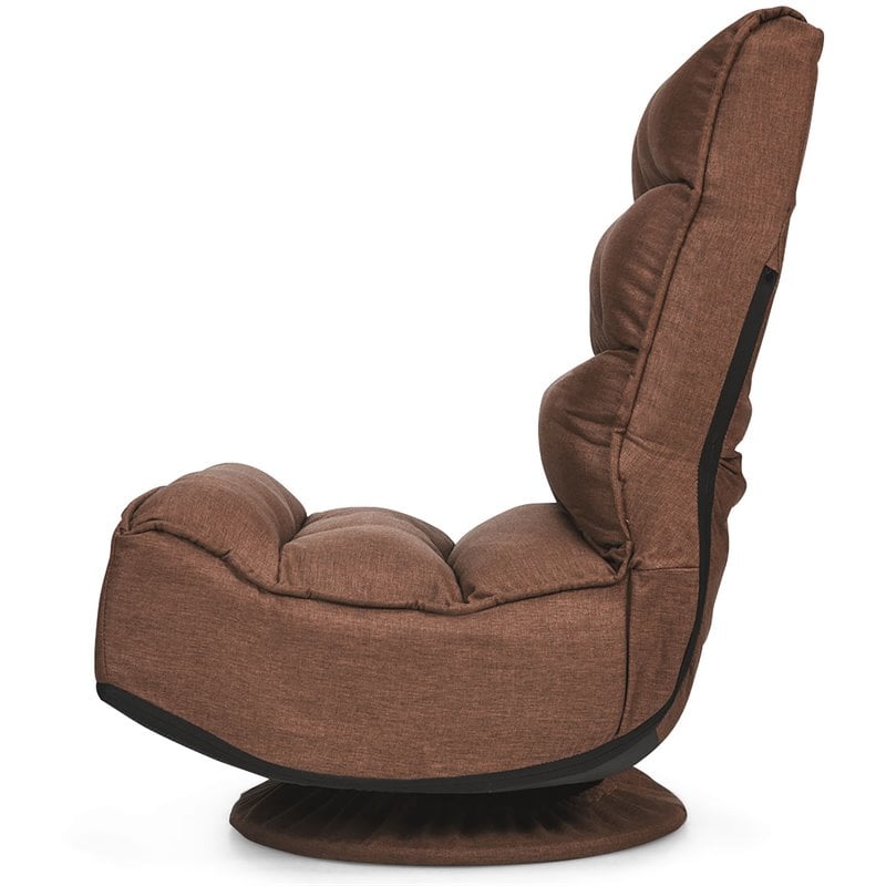 Costway Contemporary Fabric 5-Position 360 Degree Swivel Gaming Chair in Coffee