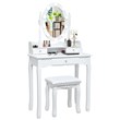 Costway Contemporary MDF Vanity Dressing Table Set with 2 Side Drawers in White