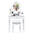 Costway Contemporary MDF Vanity Dressing Table Set with 2 Side Drawers in White