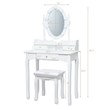 Costway Contemporary MDF Vanity Dressing Table Set with 2 Side Drawers in White