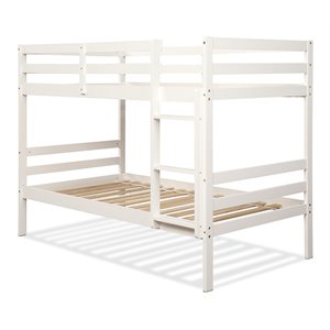 Costway Contemporary Pine and Plywood Twin Over Twin Wood Bunk Beds in White