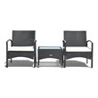Costway 3-piece Wicker Patio Furniture Set with Table & 2 Chair in Black