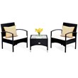 Costway 3-piece Wicker Patio Furniture Set with Table & 2 Chair in Black