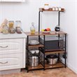 Costway 4-Tier MDF Vintage Kitchen Baker's Rack with Basket & 5 Hooks in Coffee