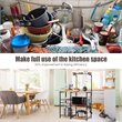 Costway 4-Tier MDF Vintage Kitchen Baker's Rack with Basket & 5 Hooks in Coffee