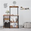 Costway 4-Tier MDF Vintage Kitchen Baker's Rack with Basket & 5 Hooks in Coffee