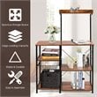 Costway 4-Tier MDF Vintage Kitchen Baker's Rack with Basket & 5 Hooks in Coffee