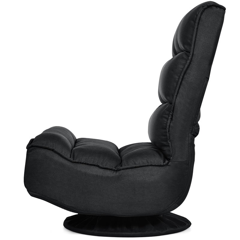Costway Contemporary Fabric 5-Position 360 Degree Swivel Gaming Chair in Black