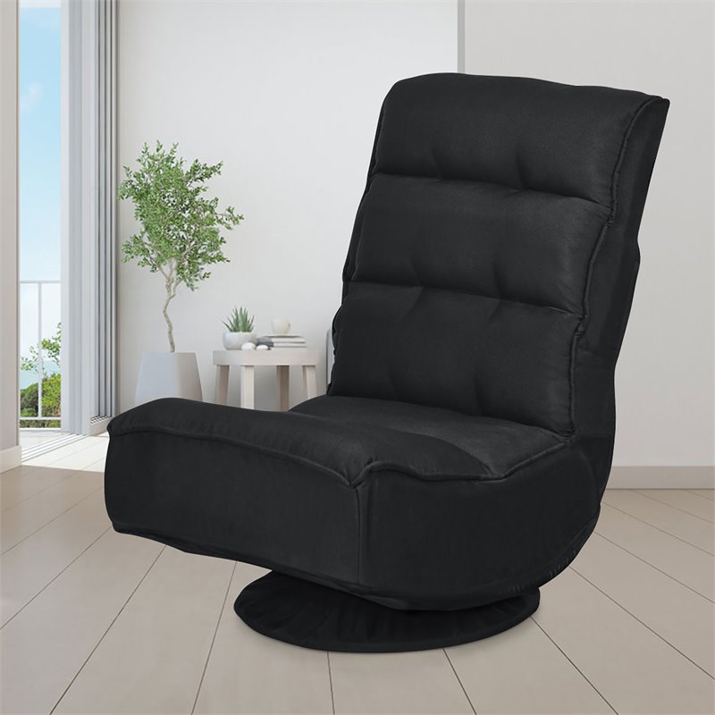Costway Contemporary Fabric 5-Position 360 Degree Swivel Gaming Chair in Black