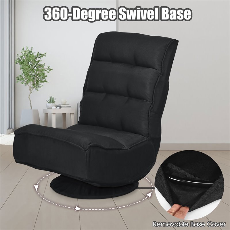 Costway Contemporary Fabric 5-Position 360 Degree Swivel Gaming Chair in Black