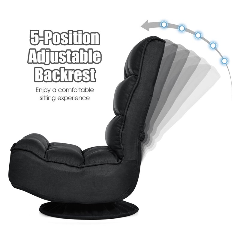 Costway Contemporary Fabric 5-Position 360 Degree Swivel Gaming Chair in Black