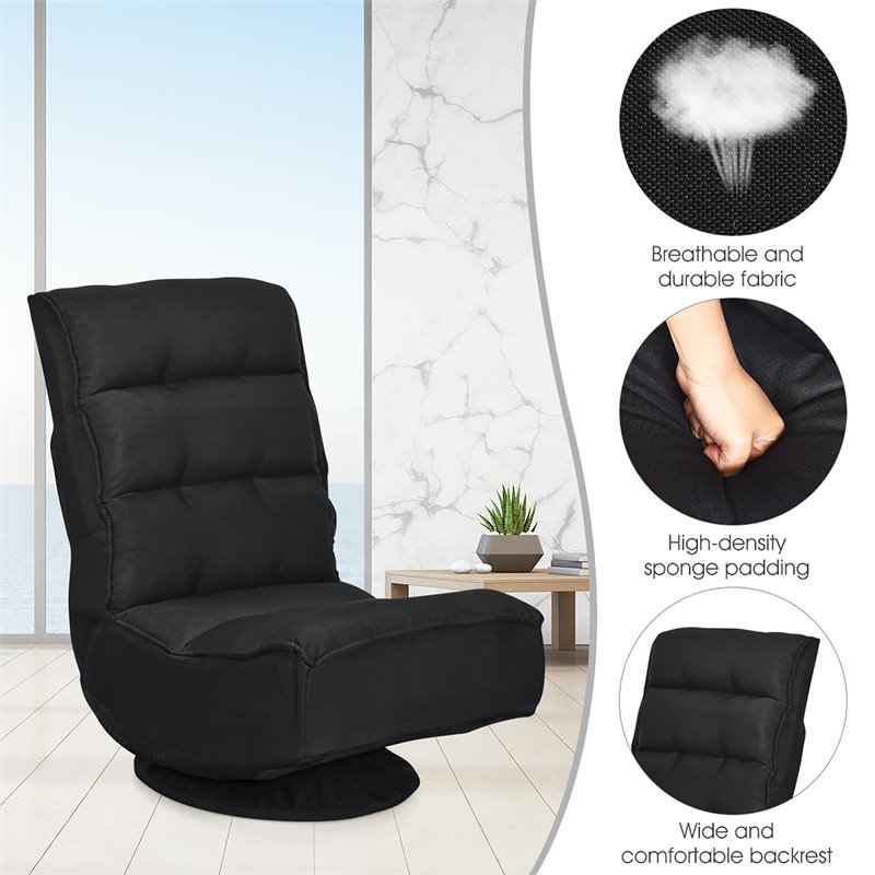 Costway Contemporary Fabric 5-Position 360 Degree Swivel Gaming Chair in Black