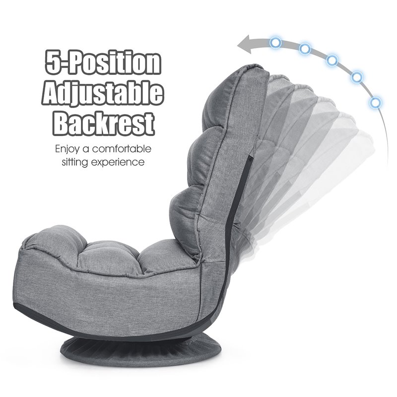 Costway Contemporary Fabric 5-Position 360 Degree Swivel Gaming Chair in Gray