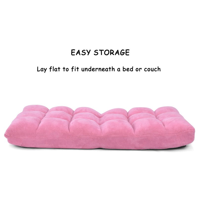 Costway Contemporary Coral Velvet Adjustable 14-Position Floor Chair in Pink