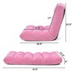 Costway Contemporary Coral Velvet Adjustable 14-Position Floor Chair in Pink