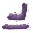 Costway Contemporary Coral Velvet Adjustable 14-Position Floor Chair in Purple