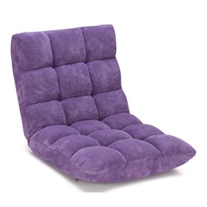 Costway Contemporary Coral Velvet Adjustable 14-Position Floor Chair in Purple