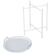 Costway Contemporary Metal End Table with Round Tray in White