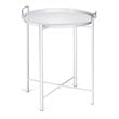 Costway Contemporary Metal End Table with Round Tray in White