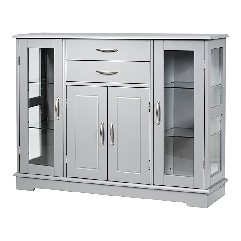 Costway Contemporary Density Board Buffet with 2 Drawers and 3 Cabinets in Gray