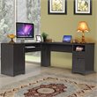 Costway L-Shaped MDF Corner Computer Desk with Drawers in Dark Coffee Finish